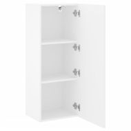 Стенен ТB шкаф, бял, 40,5x30x102 см, инженерно дърво