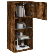 ТВ шкафове с LED осветление, 2 бр, опушен дъб, 40,5x30x90 см