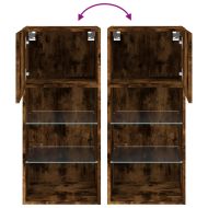 ТВ шкафове с LED осветление, 2 бр, опушен дъб, 40,5x30x90 см