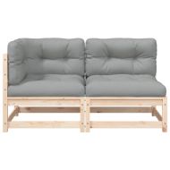 Градински диван с възглавници, 2-местен, борово дърво масив