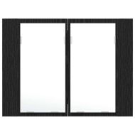 Шкаф с огледало за баня с рафт Черния дъб 60 x 12 x 45 см