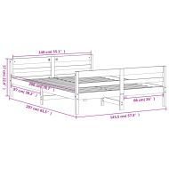Рамка за легло без матрак, 140x200 см, масивна чамова дървесина
