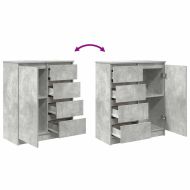 Бюфет с чекмеджета, бетонно сив, 71x35x84 см, инженерно дърво