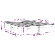 Рамка за легло без матрак, 180x200 см, масивна чамова дървесина