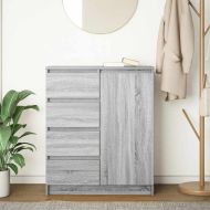 Бюфет с чекмеджета, сив сонома, 71x35x84 см, инженерно дърво