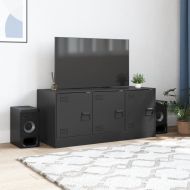 ТВ шкаф, черен, 99x39x44 см, стомана