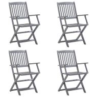 Сгъваеми градински столове, 4 бр, с възглавници, акация масив
