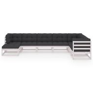 Градински лаундж комплект, 8 части, с възглавници, масив бор