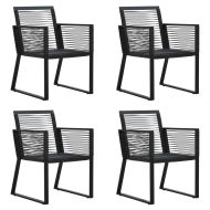 Градински трапезен комплект, 5 части, PVC ратан, черен
