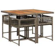 Градински трапезен комплект 5 части с възглавници сив полиратан