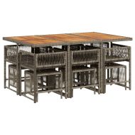 Градински комплект с възглавници 11 части сив полиратан