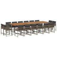 Градински комплект с възглавници 17 части полиратан сив