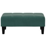 2-местно разтегателно канапе с табуретка, тъмнозелено, кадифе