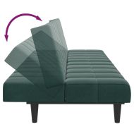 2-местно разтегателно канапе с табуретка, тъмнозелено, кадифе