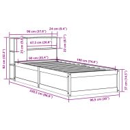 Рамка за легло без матрак, бял, 90x190 см, борово дърво масив