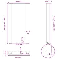 Крака за конзолна маса, U-образни, 2 бр., черни, 28 x (72-73) см, стомана