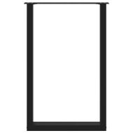 Крака за бар маса, U-образни, 2 бр., черни, 60 x (90-91) см, стомана