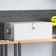 Кутия за съхранение, сребриста, 80x39x30 см, алуминий