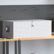 Кутия за съхранение, сребриста, 90x47x33,5 см, алуминий