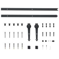 Плъзгаща врата с монтажни части, 90x210 см, борово дърво масив