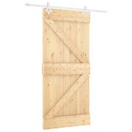 Плъзгаща врата с монтажни части, 100x210 см, борово дърво масив