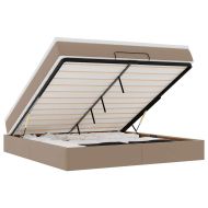 Османска легло с матрак, капучино, 160x200 см, изкуствена кожа