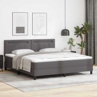 Рамка за легло с матрак с матрак Сив 180 x 200 cm Изкуствена