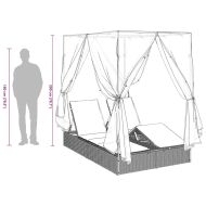 Двуетажно шезлонг с покрив Черно 205 x 129 x 200 см PE ратан