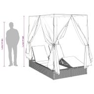 Двуетажно шезлонг с покрив Кафяво 205 x 129 x 200 см PE ратан