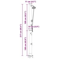 Външен соларен душ Черно 217 см PVC и алуминий