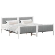 Рамка на леглото с таблото Бял и светлосив 200 x 200 cm