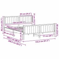 Рамка на леглото с таблото Бял и светлосив 150 x 200 cm