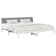 Рамка на леглото с таблото Бял и светлосив 200 x 200 cm