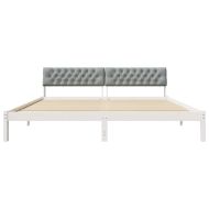 Рамка на леглото с таблото Бял и светлосив 200 x 200 cm