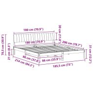 Рамка на леглото Кафяв и черен 180 x 200 cm Борово дърво масив