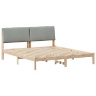 Рамка на леглото с таблото Кафяв и светло сив 200 x 200 cm