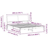 Рамка на леглото Кафяв и черен 200 x 200 cm Борово дърво масив