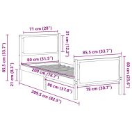 Рамка за легло с таблото Тъмен сив 80 x 200 cm текстил