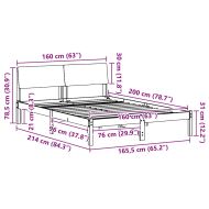 Рамка на леглото с таблото Кафяв и светло сив 160 x 200 cm