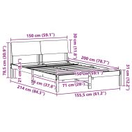 Рамка на леглото Кафяв и черен 150 x 200 cm Борово дърво масив