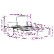 Рамка на леглото с таблото Бял и светлосив 140 x 200 cm