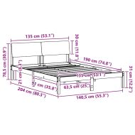 Рамка на леглото с таблото Бял и светлосив 135 x 190 cm
