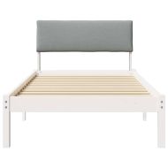 Рамка на леглото Бял и светлосив 90 x 200 cm Борово дърво масив