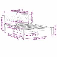 Рамка на леглото Кафяв и черен 140 x 200 cm Борово дърво масив