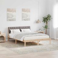 Рамка на леглото Кафяво и таупе 135 x 190 cm Борово дърво масив