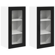 Кухненски шкаф 2 pcs Черно 40 x 31 x 80 см Инженерно дърво