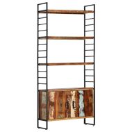 Библиотека с 4 нива, 80x30x180 см, регенерирана дървесина масив