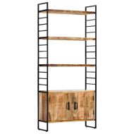 Библиотека с 4 нива, 80x30x180 см, груба мангова дървесина