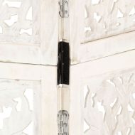 Ръчно резбован параван, 3 панела, бял, 120x165 cм, манго масив