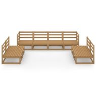 Градински лаундж комплект, 8 части, меденокафяв, бор масив